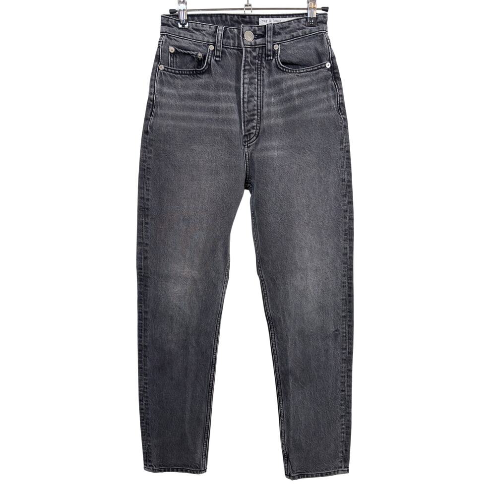 Rag & Bone Logan Straight Jeans Womens 23 Black Kamari High Rise Non-Stretch
